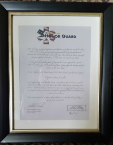 Dane County EMS Honor Guard Certificate